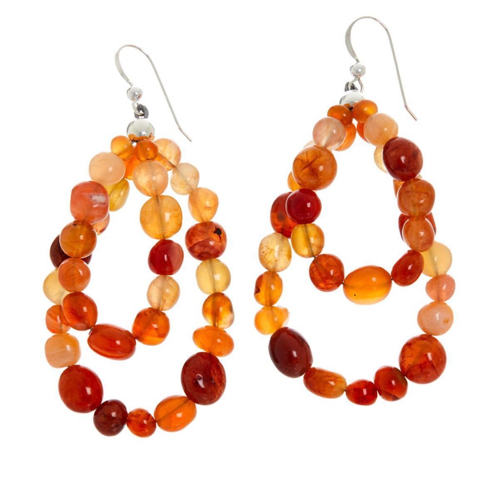 Jay King Sterling Silver OrangeRed Chalcedony 2 Strand Earrings 45$